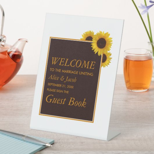 Rustige landelijke zonnebloemen - Floral Wedding Reclamebord Met Voetstuk (Insitu)