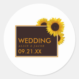Rustige landelijke zonnebloemen - Floral Wedding Ronde Sticker