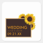 Rustige landelijke zonnebloemen - Floral Wedding Vierkante Sticker (Voorkant)