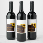 Rustige landelijke zonnebloemen - Floral Wedding Wijn Etiket (Flessen)