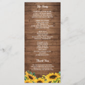 Rustige landelijke zonnebloempeldenweddenschap programmakaart (Achterkant)