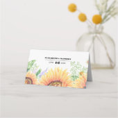 Rustige landelijke zonnebloempetafel plaatskaartje (Achterkant)