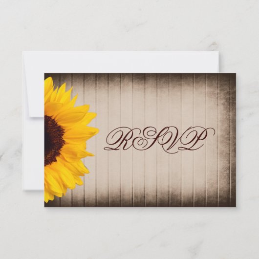 Rustige landelijke zonnebloempjes voor weddenschap RSVP kaartje (Achterkant)