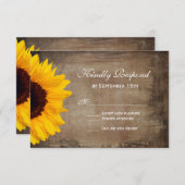 Rustige landelijke zonnebloempjes voor weddenschap RSVP kaartje (Voorkant / Achterkant)