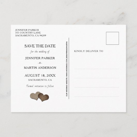 Rustige landen — Chalkboard — Heart Save the Date Aankondigingskaart (Achterkant)