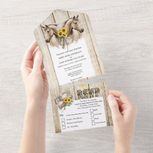 Rustige landen westerne waterverf paardenbloem all in one uitnodiging