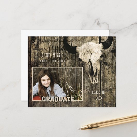 Rustige Landenbegroting Western Bull Koe Skull (Voorkant / Achterkant in situ)