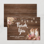 Rustige landenboeken Cowgirl Floral Birthday Bedankkaart (Voorkant / Achterkant)