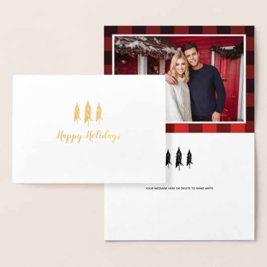 Rustige Landenboom Flannel Pattern Holiday Folie Kaarten (Display)