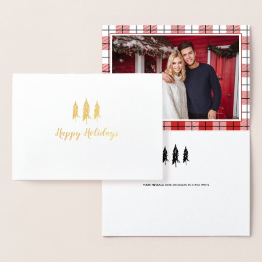 Rustige Landenboom Flannel Pattern Holiday Folie Kaarten (Display)