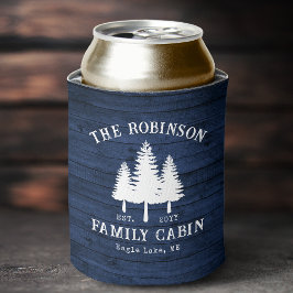 Rustige landengezinscabine Trees Blue Wood Print Blikjeskoeler