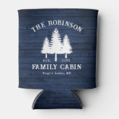 Rustige landengezinscabine Trees Blue Wood Print Blikjeskoeler (Voorkant)