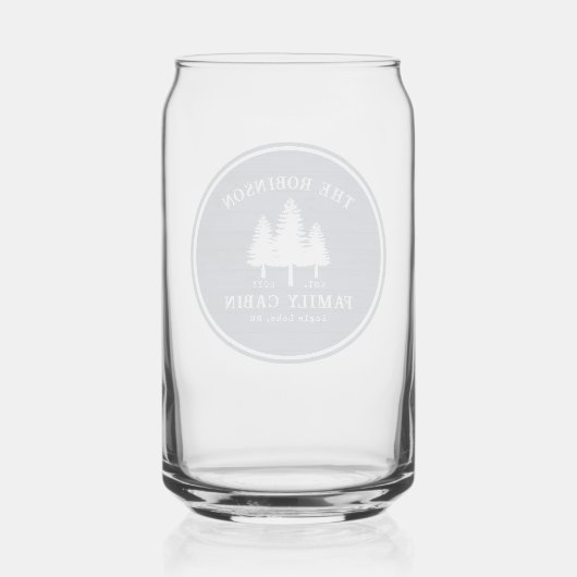 Rustige landengezinscabine Trees Blue Wood Print Blikvorm Glas (Achterkant)