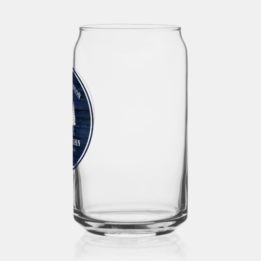 Rustige landengezinscabine Trees Blue Wood Print Blikvorm Glas (Links)