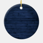 Rustige landengezinscabine Trees Blue Wood Print Keramisch Ornament (Achterkant)