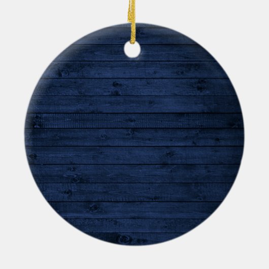 Rustige landengezinscabine Trees Blue Wood Print Keramisch Ornament (Achterkant)