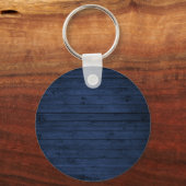 Rustige landengezinscabine Trees Blue Wood Print Sleutelhanger (Achterkant)