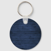 Rustige landengezinscabine Trees Blue Wood Print Sleutelhanger (Achterkant)