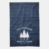 Rustige landengezinscabine Trees Blue Wood Print Theedoek (Verticaal)