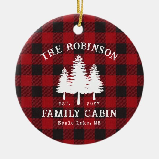 Rustige landengezinskool rode buffels keramisch ornament (Voorkant)