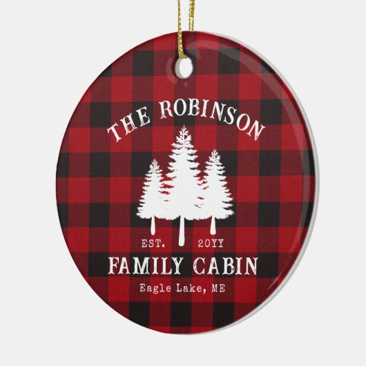 Rustige landengezinskool rode buffels keramisch ornament (Links)