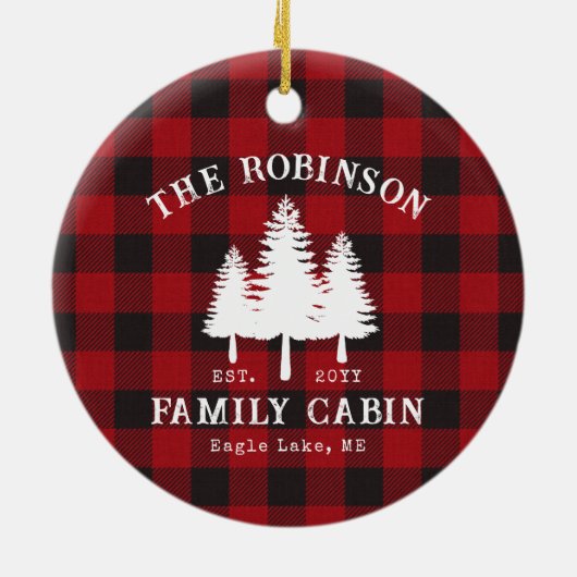 Rustige landengezinskool rode buffels keramisch ornament (Achterkant)