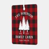 Rustige landengezinskool rode buffels metalen ornament (Voorkant links)