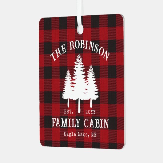 Rustige landengezinskool rode buffels metalen ornament (Voorkant links)