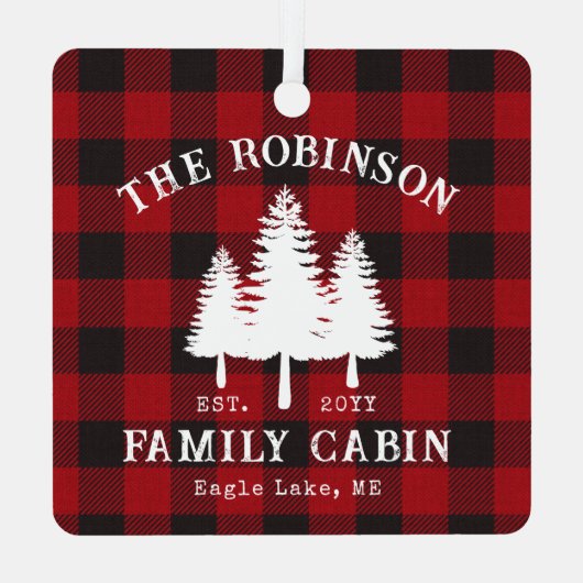 Rustige landengezinskool rode buffels metalen ornament (Achterkant)