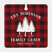 Rustige landengezinskool rode buffels metalen ornament (Voorkant)