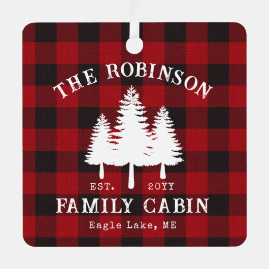 Rustige landengezinskool rode buffels metalen ornament (Voorkant)