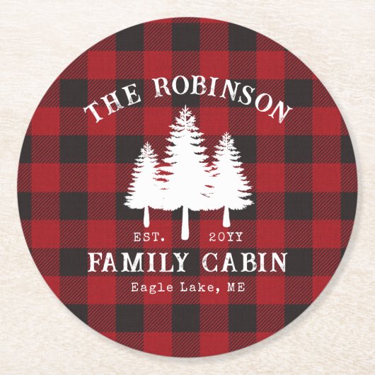 Rustige landengezinskool rode buffels ronde kartonnen onderzetter (Voorkant)