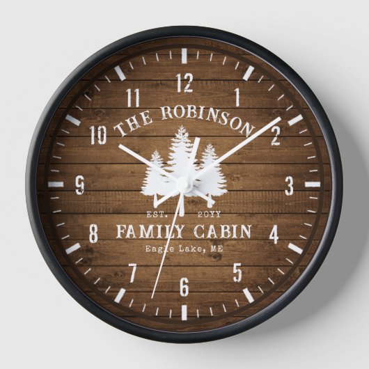 Rustige landengroep Cabin Trees Wood Plank Afdrukk (Voorkant)