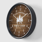 Rustige landengroep Cabin Trees Wood Plank Afdrukk (Hoek)