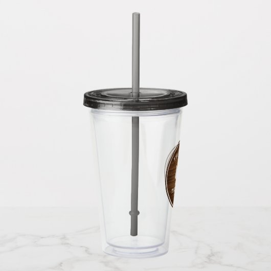 Rustige landengroep Cabin Trees Wood Plank Afdrukk Acryl Drinkbeker (Rechts)