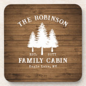 Rustige landengroep Cabin Trees Wood Plank Afdrukk Bier Onderzetter (Voorkant)