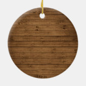 Rustige landengroep Cabin Trees Wood Plank Afdrukk Keramisch Ornament (Achterkant)