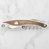 Rustige landengroep Cabin Trees Wood Plank Afdrukk Kurkentrekker (Voorkant)