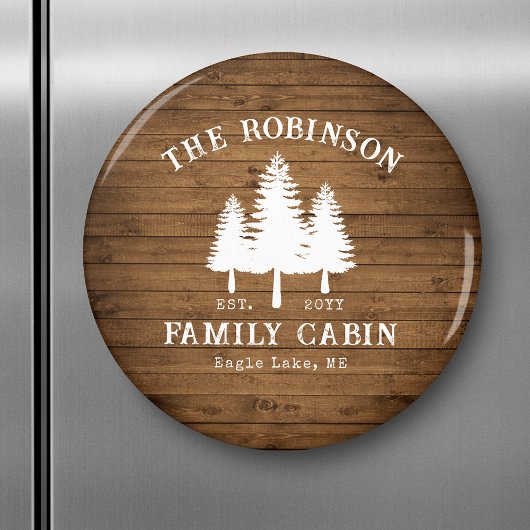 Rustige landengroep Cabin Trees Wood Plank Afdrukk Magneet