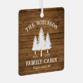 Rustige landengroep Cabin Trees Wood Plank Afdrukk Metalen Ornament (Voorkant Rechts)