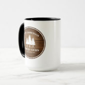 Rustige landengroep Cabin Trees Wood Plank Afdrukk Mok (Voorkant links)