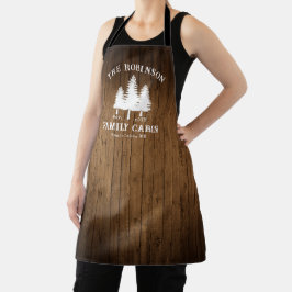 Rustige landengroep Cabin Trees Wood Plank Afdrukk Schort