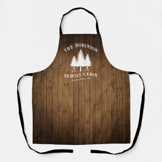 Rustige landengroep Cabin Trees Wood Plank Afdrukk Schort (Voorkant)