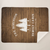 Rustige landengroep Cabin Trees Wood Plank Afdrukk Sherpa Deken (Voorkant (horizontaal))