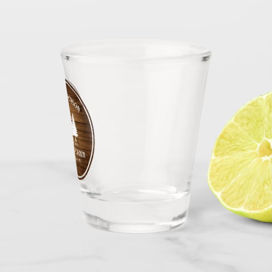 Rustige landengroep Cabin Trees Wood Plank Afdrukk Shot Glas (Rechts)