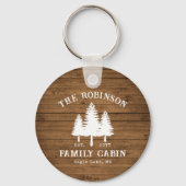 Rustige landengroep Cabin Trees Wood Plank Afdrukk Sleutelhanger (Voorkant)