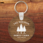 Rustige landengroep Cabin Trees Wood Plank Afdrukk Sleutelhanger (Voorkant)