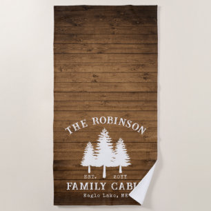 Rustige landengroep Cabin Trees Wood Plank Afdrukk Strandlaken