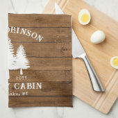Rustige landengroep Cabin Trees Wood Plank Afdrukk Theedoek (Quarter Fold)