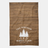 Rustige landengroep Cabin Trees Wood Plank Afdrukk Theedoek (Verticaal)